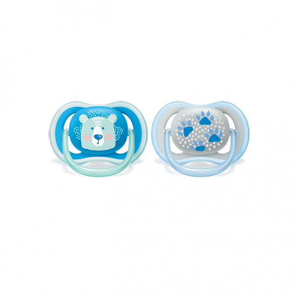 Philips Avent Pack 2 Chupetas Ultra Air Deco 6-18M Urso/Pegadas Azul