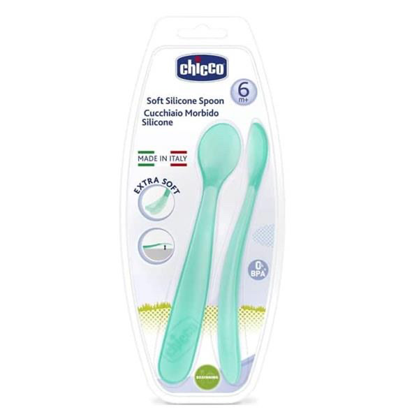 Chicco Colher Silicone 6M+ Azul X2