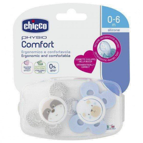 Chicco Chupetas Physio Comf Boy 0-6M X2 Chicco Chupetas Physio Comf Boy 0-6M X2
