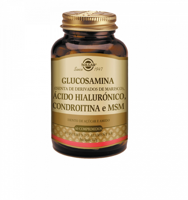 Solgar Glucosamina + Ácido Hialurónico + Condroitina + MSM 60 Cápsulas