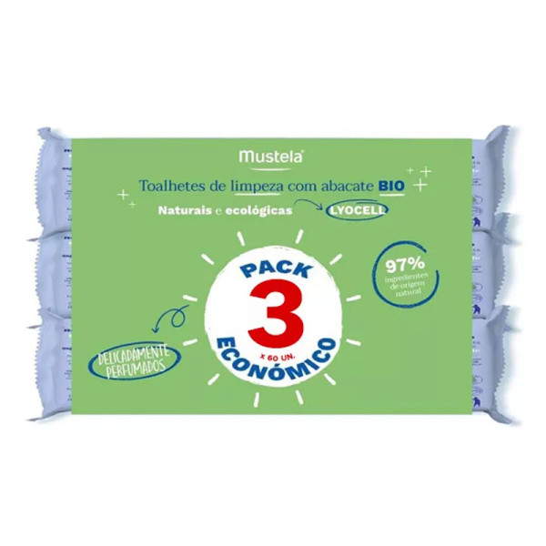 Mustela Bebé Toalhitas Limpeza Perfumadas x60 x3 Mustela Bebé Toalhitas Limpeza Perfumadas x60 x3