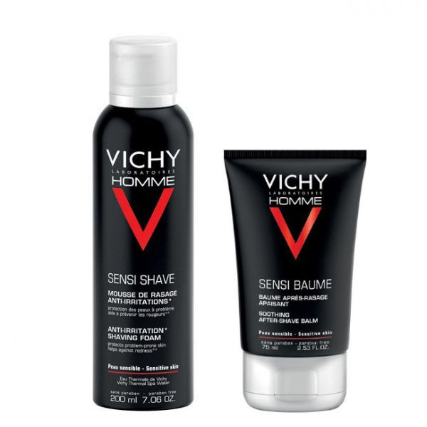 Vichy Homme Mousse De Barbear Anti-Irritações 200 Ml + Sensi Baume Bálsamo 75 Ml